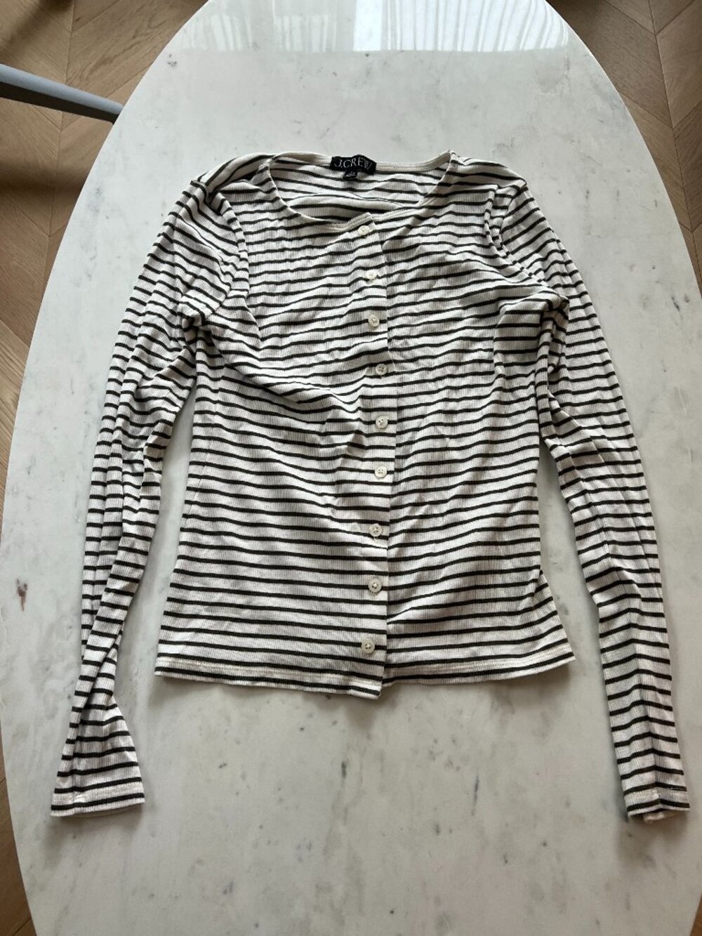 J.Crew Ribbed Button-Front Cardigan with Stripes Size S - Picture 2 of 5